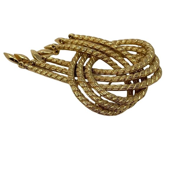 Vintage Monet Rope Knot Brooch Pin Goldtone Gold Tone Tremble Large 2.75 in Sign - Picture 2 of 12
